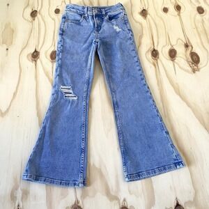 Justice Girls Size 8 Light Wash Flare Jeans Distressed Style